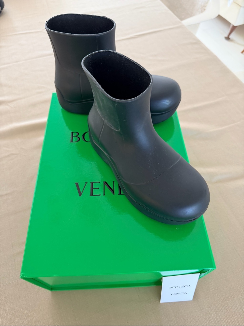 Bottega Veneta Black Matte Rubber Ankle Booties